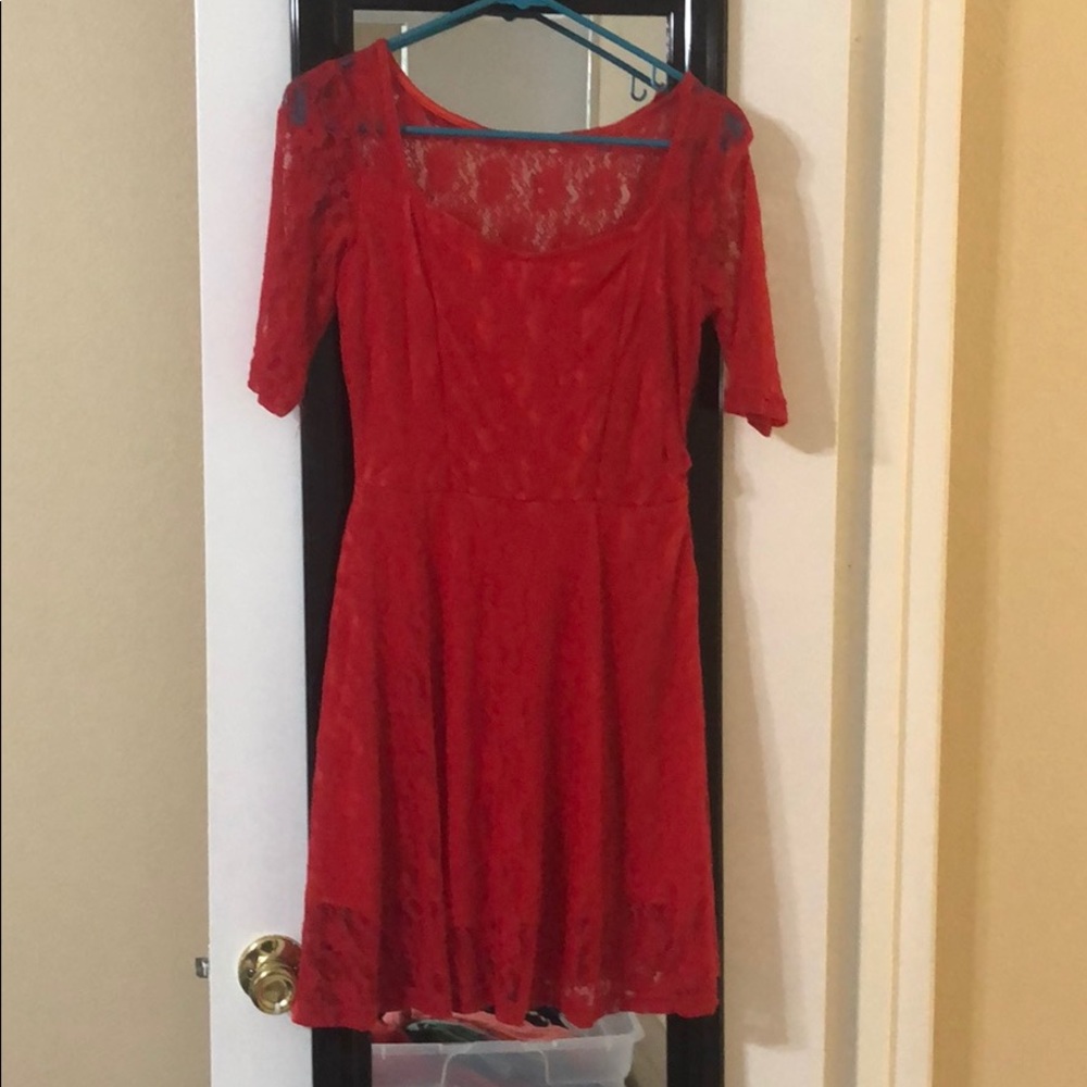 Red lace dress